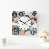 かわいいハートとコラージュ スクエア壁時計 (ホーム)