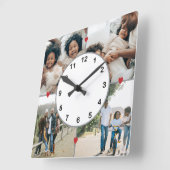 かわいいハートとコラージュ スクエア壁時計 (傾斜)