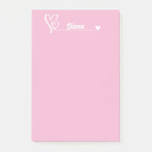 かわいいハートと名前をカスタムするシンプル、パーソナライズされた ポストイット (正面)
