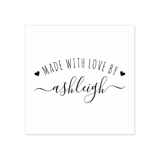 かわいいハートと愛で作られた脚本 |名前をカスタムする ラバースタンプ (インプリント)