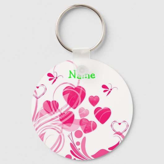 かわいいハートと旋回キーチェーンテンプレート キーホルダー (正面)