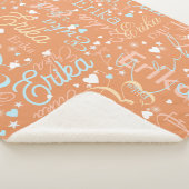 かわいいハートと星の名前をアプリコットに シェルパブランケット (3/4)