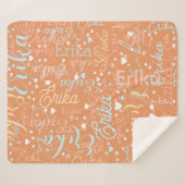 かわいいハートと星の名前をアプリコットに シェルパブランケット (正面(横))