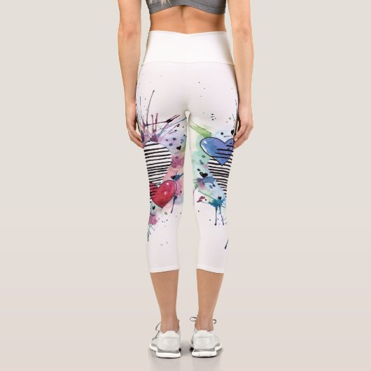 かわいいハートと水彩画の洗濯 カプリレギンス (裏面)