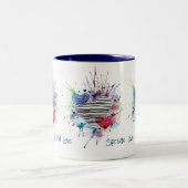 かわいいハートと水彩画の洗濯 ツートーンマグカップ (中央)