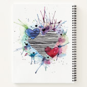 かわいいハートと水彩画の洗濯 ノートブック (裏面)
