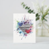 かわいいハートと水彩画の洗濯 ポストカード (スタンド正面)