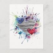 かわいいハートと水彩画の洗濯 ポストカード (正面)