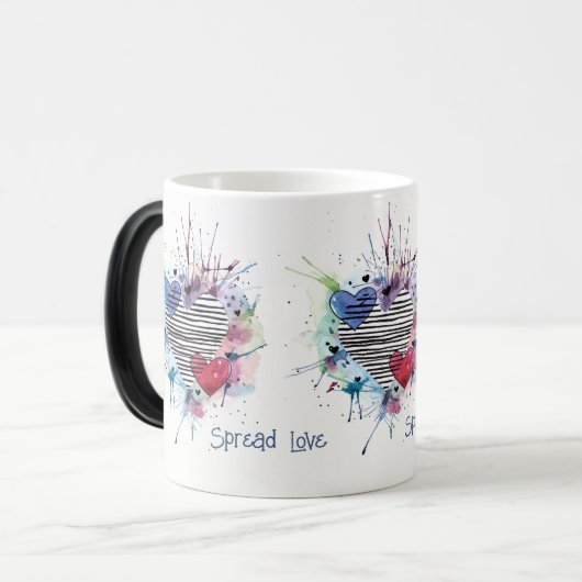 かわいいハートと水彩画の洗濯 モーフィングマグカップ (正面左)