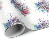 かわいいハートと水彩画の洗濯 ラッピングペーパー (ロールコーナー)