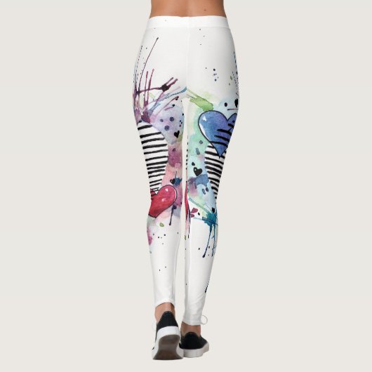 かわいいハートと水彩画の洗濯 レギンス (裏面)