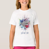 かわいいハートと水彩画の洗濯 Tシャツ (正面)