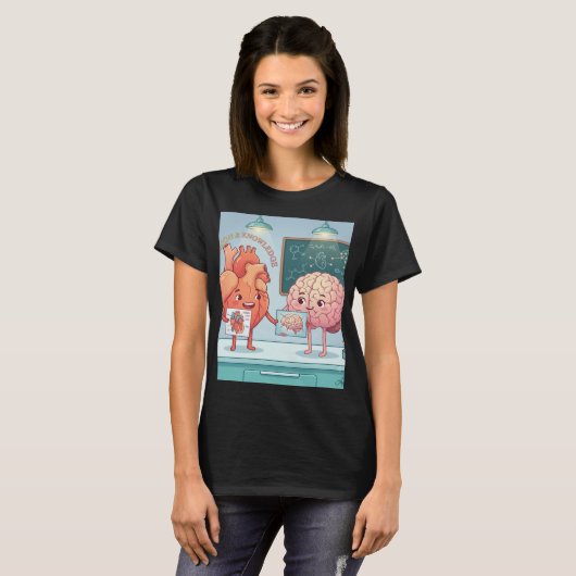 かわいいハートと脳の科学Tシャツ Tシャツ (正面フル)