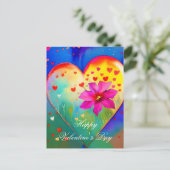 かわいいハートと花バレンタイン ポストカード (スタンド正面)