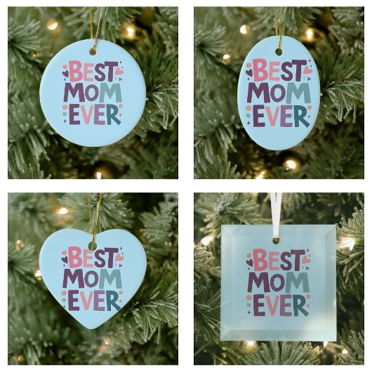 かわいいハートと花最高のお母さん セラミックオーナメント