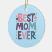 かわいいハートと花最高のお母さん セラミックオーナメント (左)