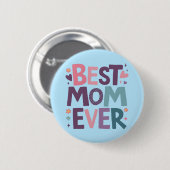 かわいいハートと花最高のお母さん 缶バッジ (正面&裏面)