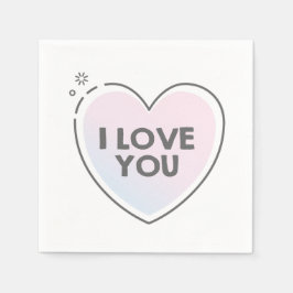 かわいいハートと"I love you"のテキスト スタンダードカクテルナプキン