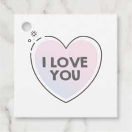 かわいいハートと"I love you"のテキスト フェイバータグ