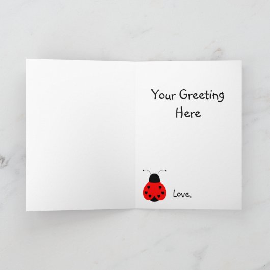かわいいハートのてんとう虫のバレンタインの挨拶状 シーズンカード (内部)