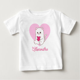 かわいいハートのねこ名前 ベビーTシャツ