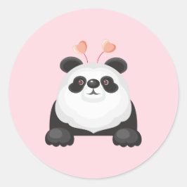 かわいいハートのカートゥーンパンダ ラウンドシール