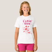 かわいいハートのキッズTシャツ "I love you" Tシャツ (正面フル)