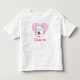 かわいいハートのネコの名前プレート, オーダーメイド トドラーTシャツ