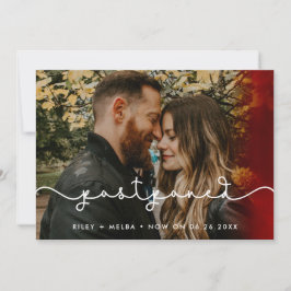 かわいいハートのフォント 延期のお写真カード 案内状