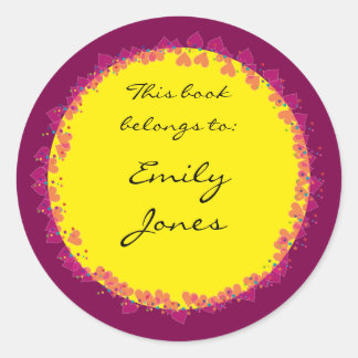 かわいいハートのブックプレート ラウンドシール