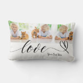 かわいいハートのブラックスクリプトカスタム3枚写真 ランバークッション (裏面)