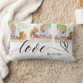 かわいいハートのブラックスクリプトカスタム3枚写真 ランバークッション (ブランケット)