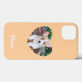 かわいいハートのペットの写真と犬の足跡 カスタム Case-Mate iPhoneケース (裏面 (横))