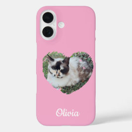 かわいいハートのペットの写真と足跡 猫 犬 カスタム iPhone 16ケース