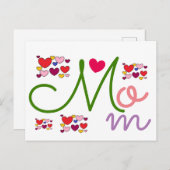 かわいいハートのママ ステッカー ポストカード (正面/裏面)