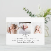 かわいいハートの写真のストリップの誕生の発表 サンキューカード (スタンド正面)