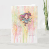 かわいいハートの妖精の水彩画アート カード (正面)