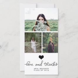 かわいいハートの愛および感謝のタイポグラフィの卒業生 サンキューカード