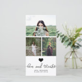 かわいいハートの愛および感謝のタイポグラフィの卒業生 サンキューカード (スタンド正面)