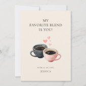 かわいいハートの水彩コーヒーカップ バレンタインデー シーズンカード (正面)