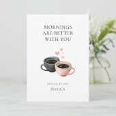 かわいいハートの水彩コーヒー愛バレンタインデー シーズンカード (スタンド正面)