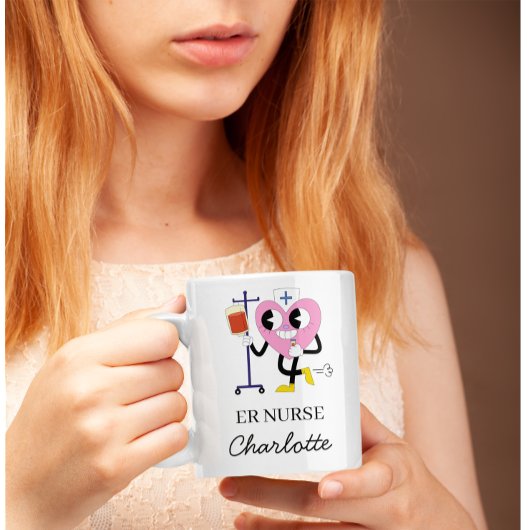 かわいいハートの看護師 救急看護師ギフト コーヒーマグカップ