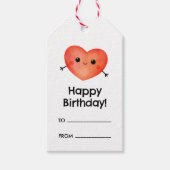 かわいいハートの笑顔の誕生日タグ ギフトタグ (正面)