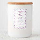 かわいいハートの紫のワードクラウド製品ラベル 白背景 フードラベル (正面)