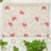 かわいいハートの背景 キッチンタオル (折り畳み)