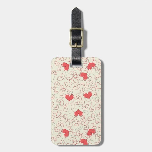 かわいいハートの背景 ラゲッジタグ (正面縦)