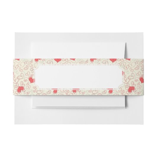 かわいいハートの背景 招待状ベリーバンド (正面例)