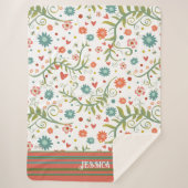 かわいいハートの花をインスピレーション シェルパブランケット (正面)