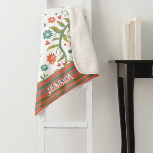 かわいいハートの花をインスピレーション シェルパブランケット