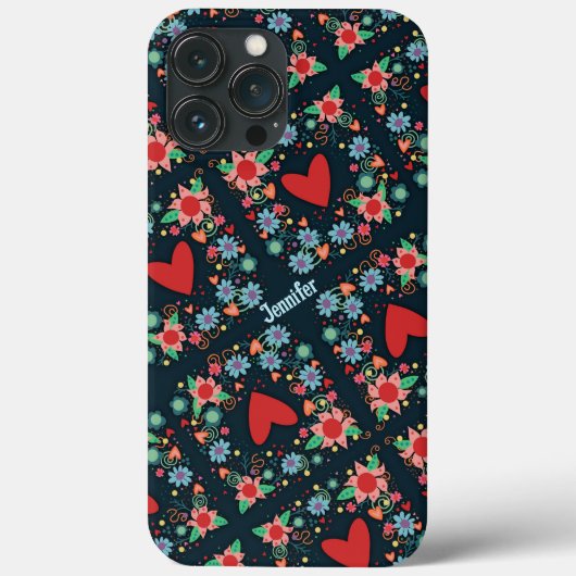 かわいいハートの花ガーリーおもしろいカスタムインスピレーション Case-Mate iPhoneケース (裏面)